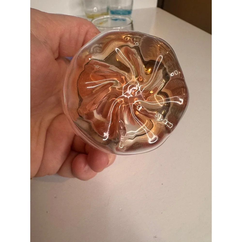 Vintage Colored Swirl Bottom‎ Shot Glasses Set Rainbow Hand Blown Style Barware